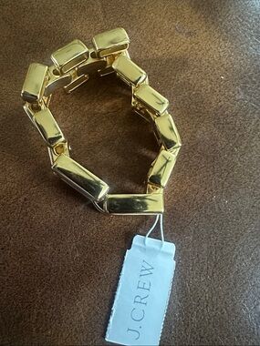 J. Crew Polished Gold Rectangular Link Stretch Bracelet